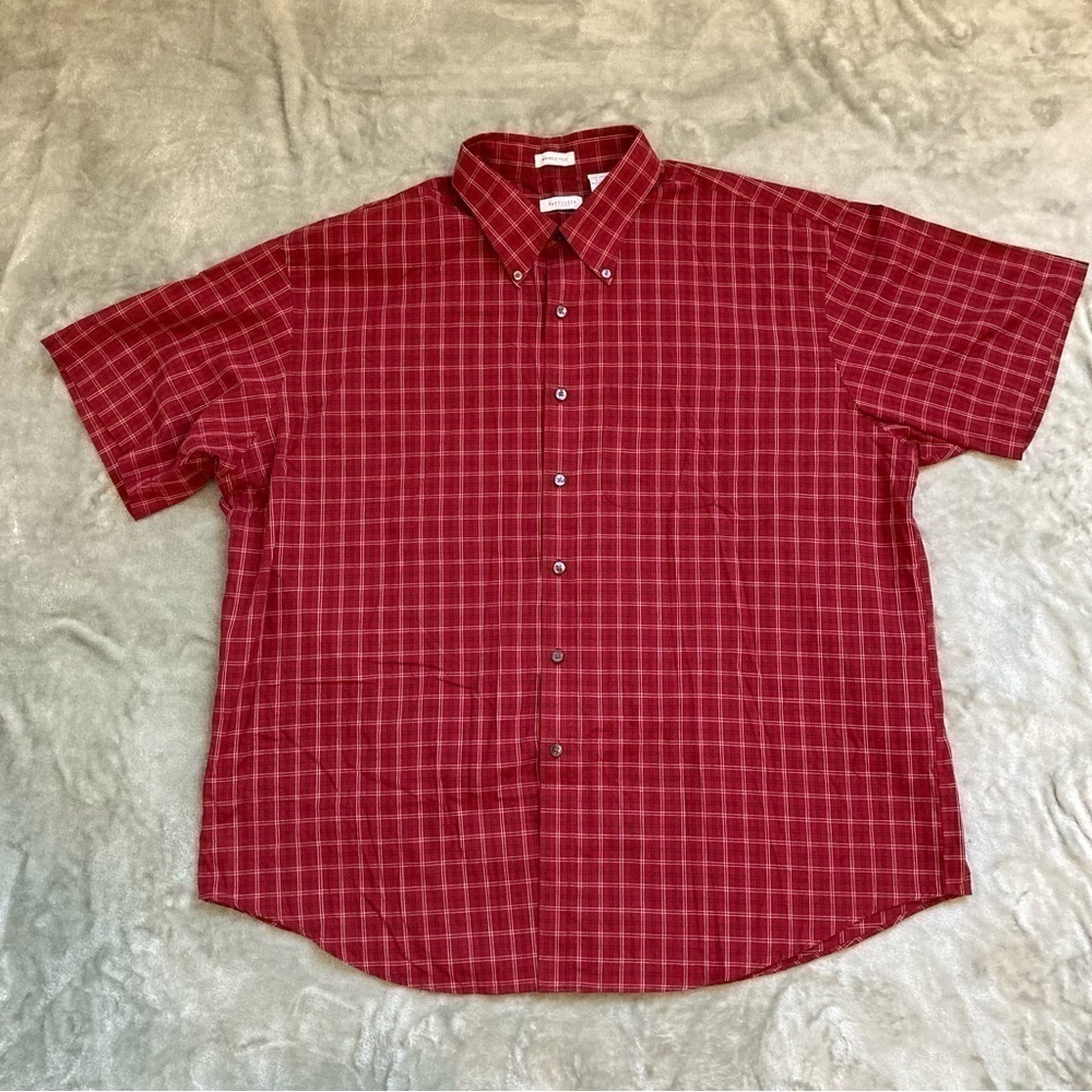 Van Heusen Red Plaid Casual Button Down Shirt